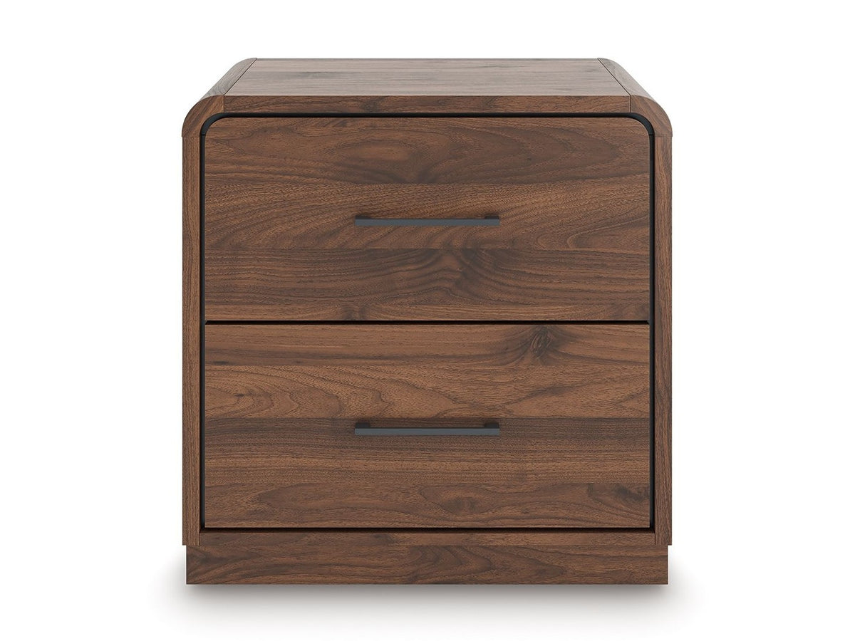 Fortlorn - Two Drawer Night Stand - Walnut Brown