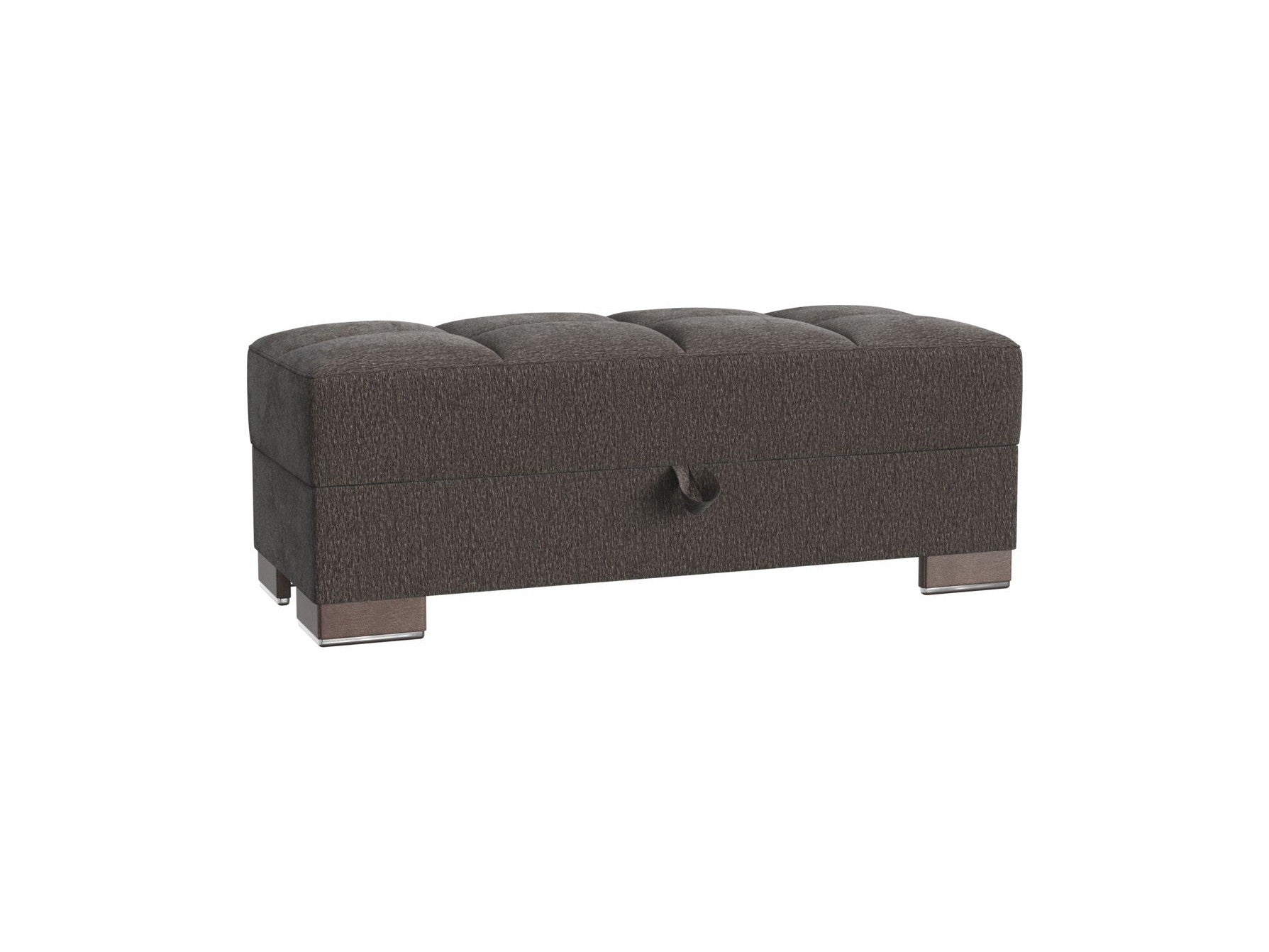 Ottomanson Armada X - Upholstered Convertible Wood Trimmed Ottoman With Storage - Gray Chenille