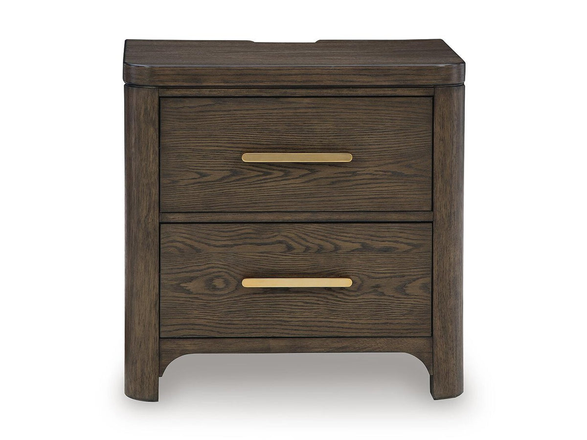 Radkin - Two Drawer Night Stand - Burnished Brown