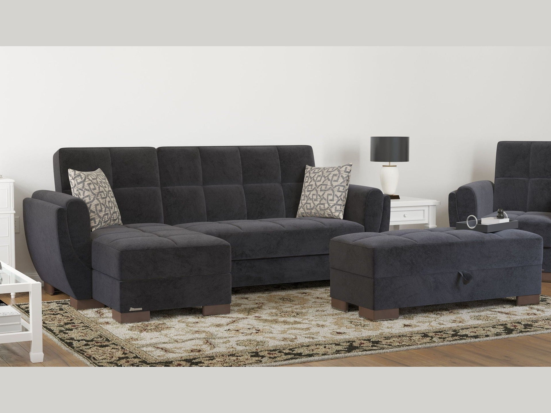 Ottomanson Armada Air - Upholstered Convertible Chaise Lounge With Storage - Microfiber
