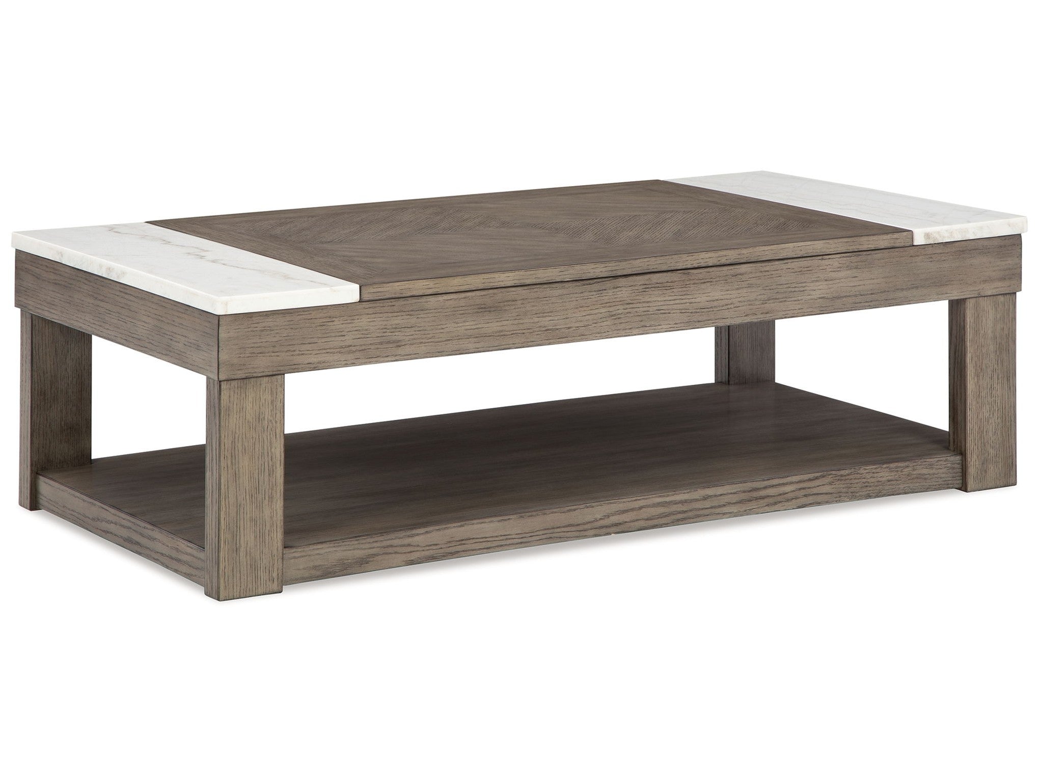 Loyaska - Lift Top Cocktail Table - Grayish Brown / White