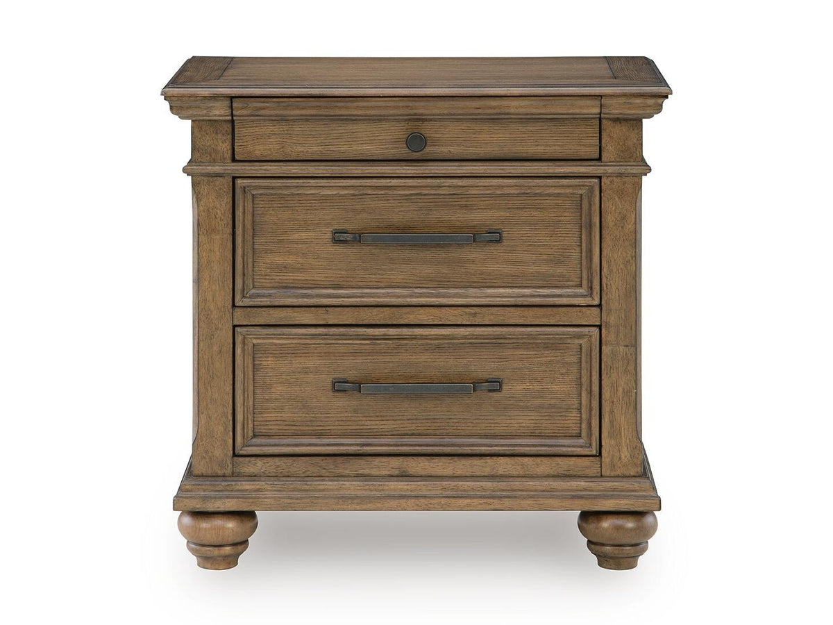 Karallin - Three Drawer Night Stand - Medium Brown