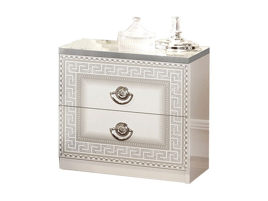 Aida - Nightstand - White / Silver