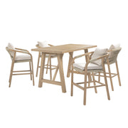 Delfina - 5-Piece Outdoor Bar Dining Set - Natural Eucalyptus