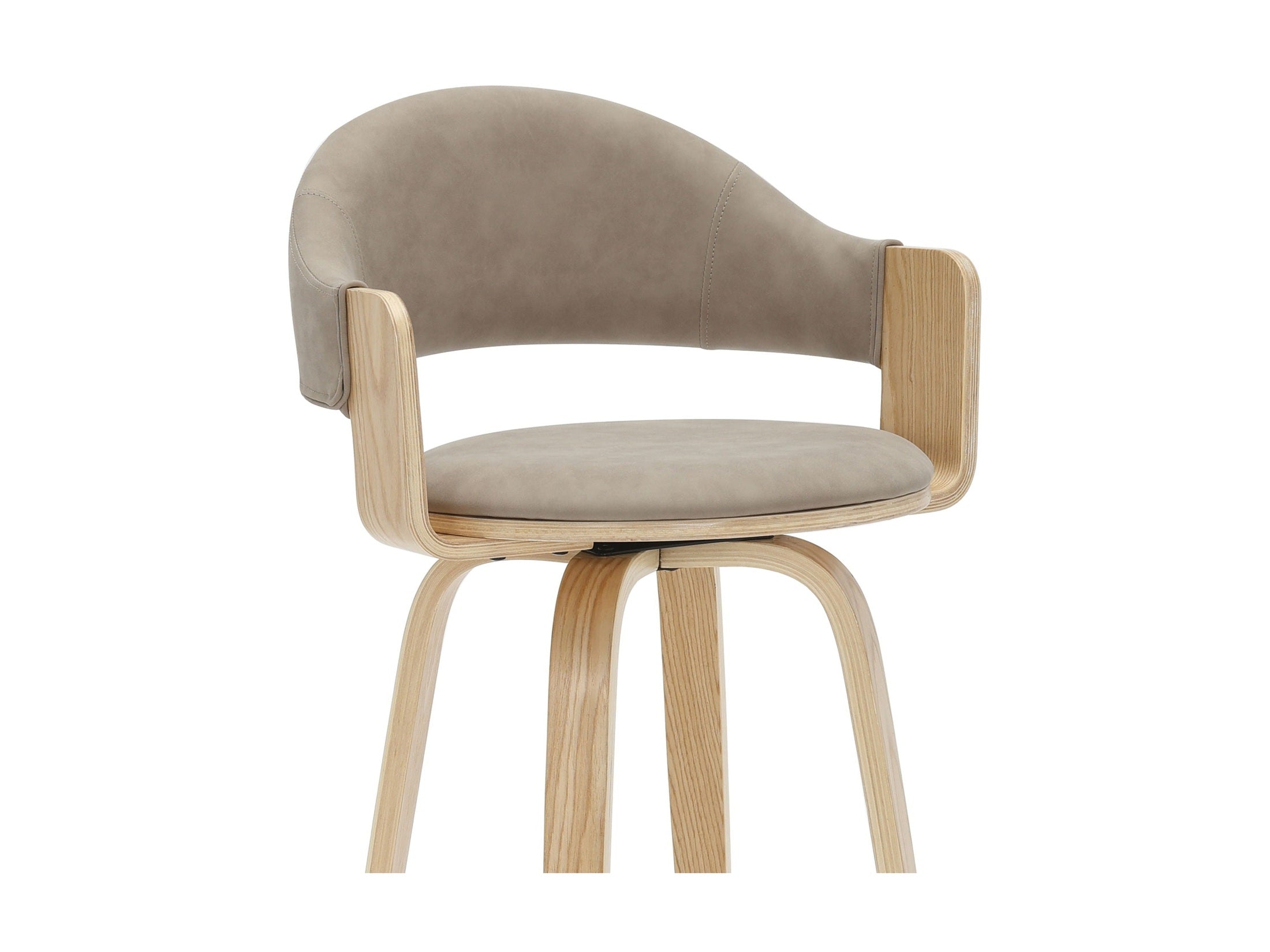 Daxton - Swivel Bar Height Round Back Wood Bar Stool With Faux Leather Seat