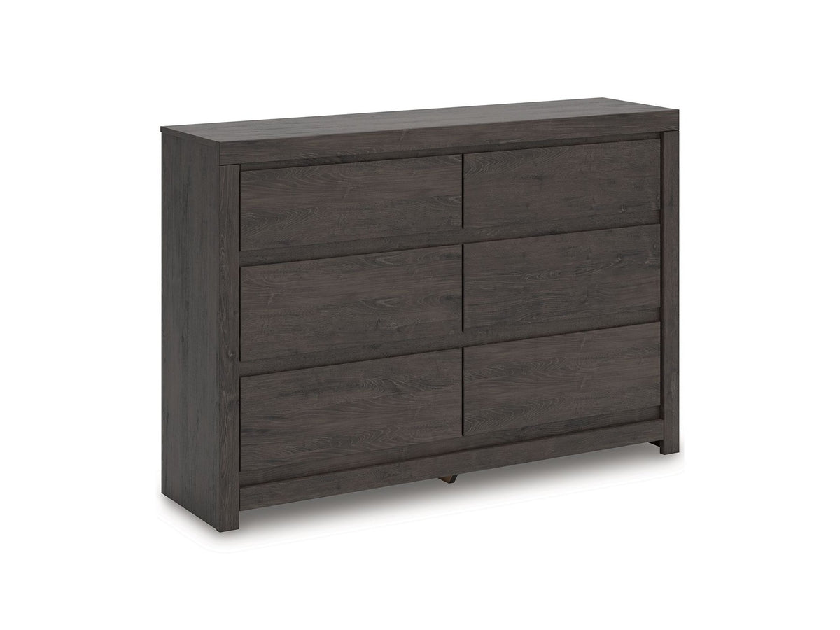 Fraluna - Six Drawer Dresser - Charcoal