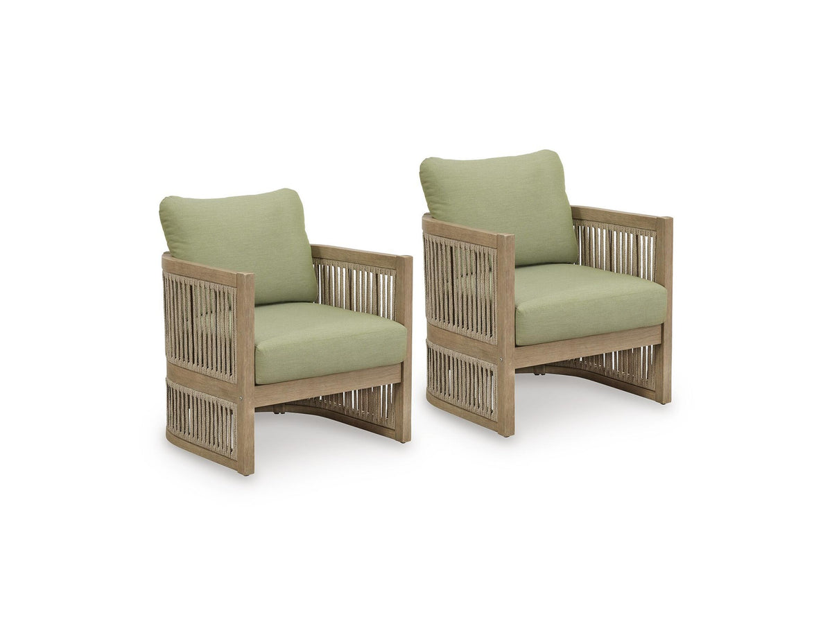 Serena Shores - Lounge Chair With Cushion (Set of 2) - Beige / Green