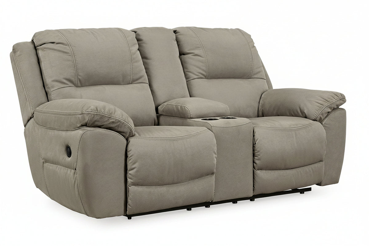 Gray reclining sofa on a white background