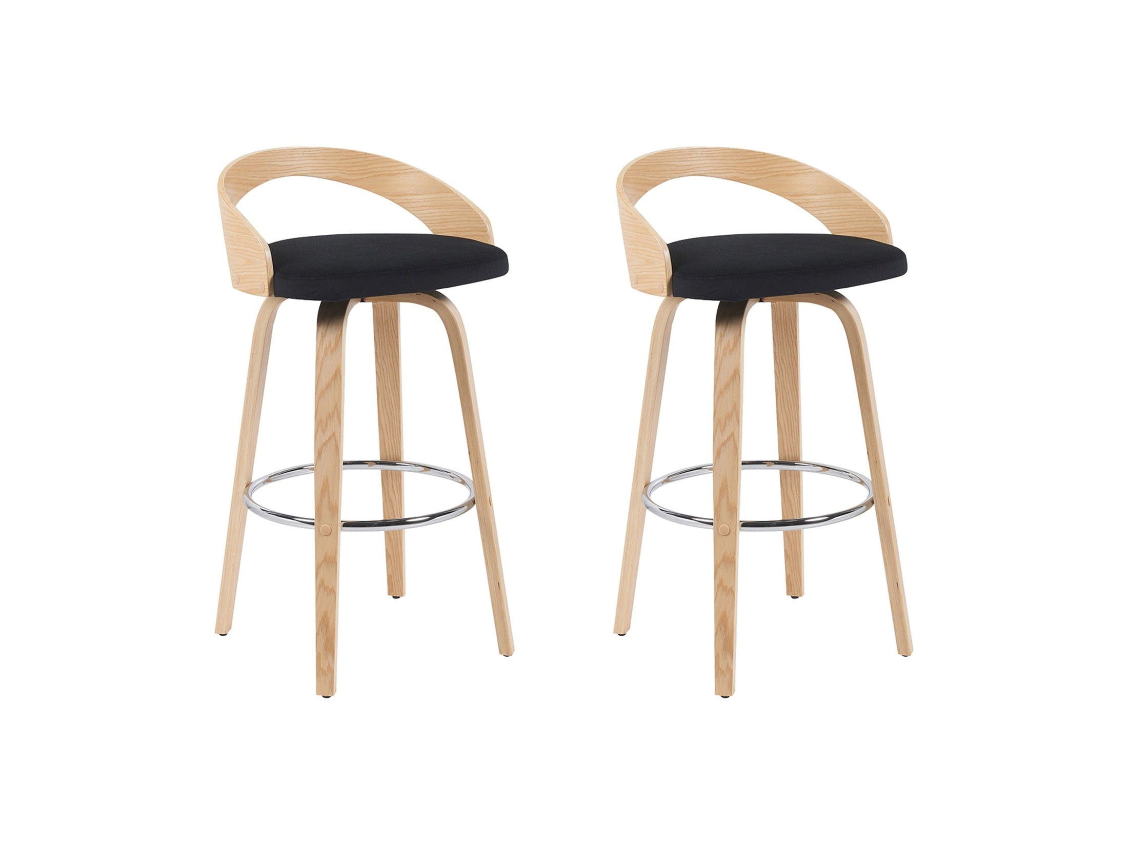 Sonia - Modern Swivel Bar Height Stool - Patterned Oak Wood Finish