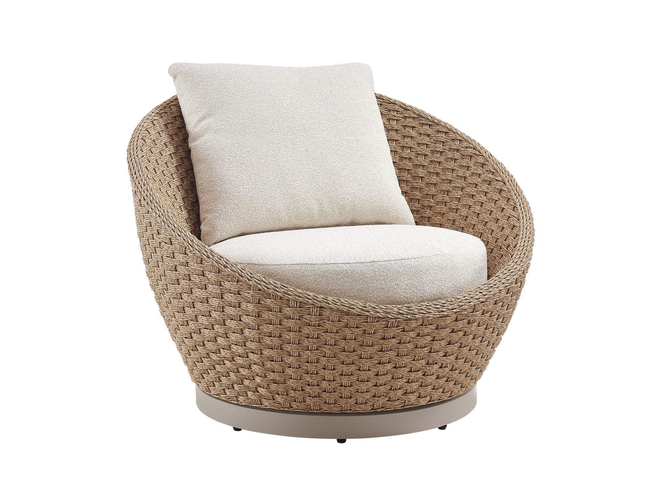 Kobalt - 3-Piece Powder Coated Metal Outdoor Conversation Set With Cushions - Boucle White / Natural
