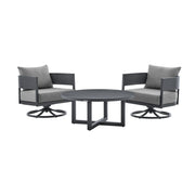 Menorca - 3 Piece Patio Outdoor Swivel Seating Set With Cushions - Dark Gray