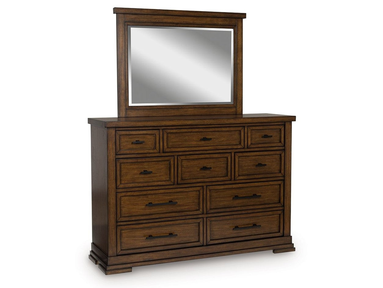 Taffenbrook - Dresser And Mirror - Medium Brown