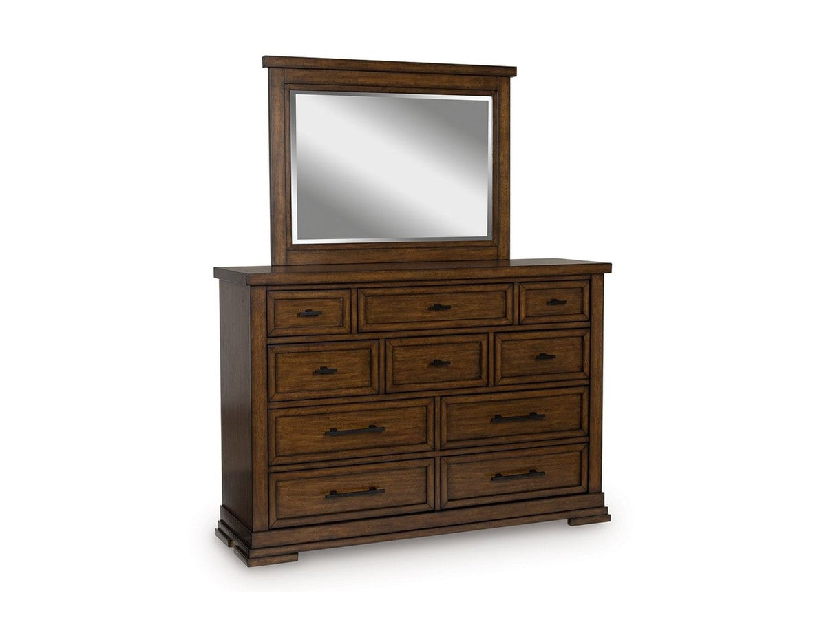Taffenbrook - Dresser And Mirror - Medium Brown