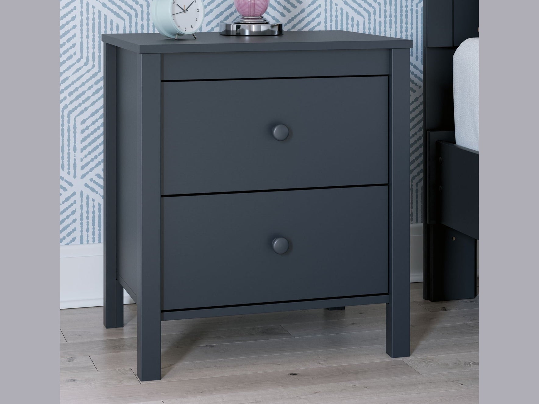 Simmenfort - Two Drawer Night Stand - Navy Blue