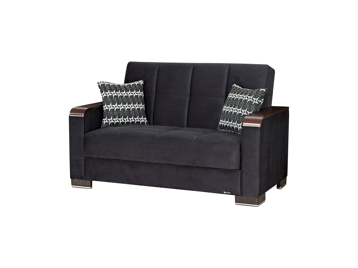 Ottomanson Armada X - Upholstered Convertible Wood Trimmed Loveseat With Storage - Microfiber