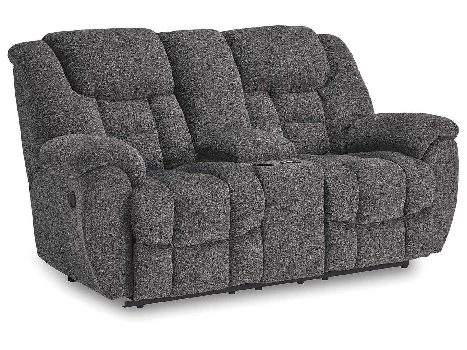 Foreside - Dbl Reclining Loveseat with Console - Charcoal
