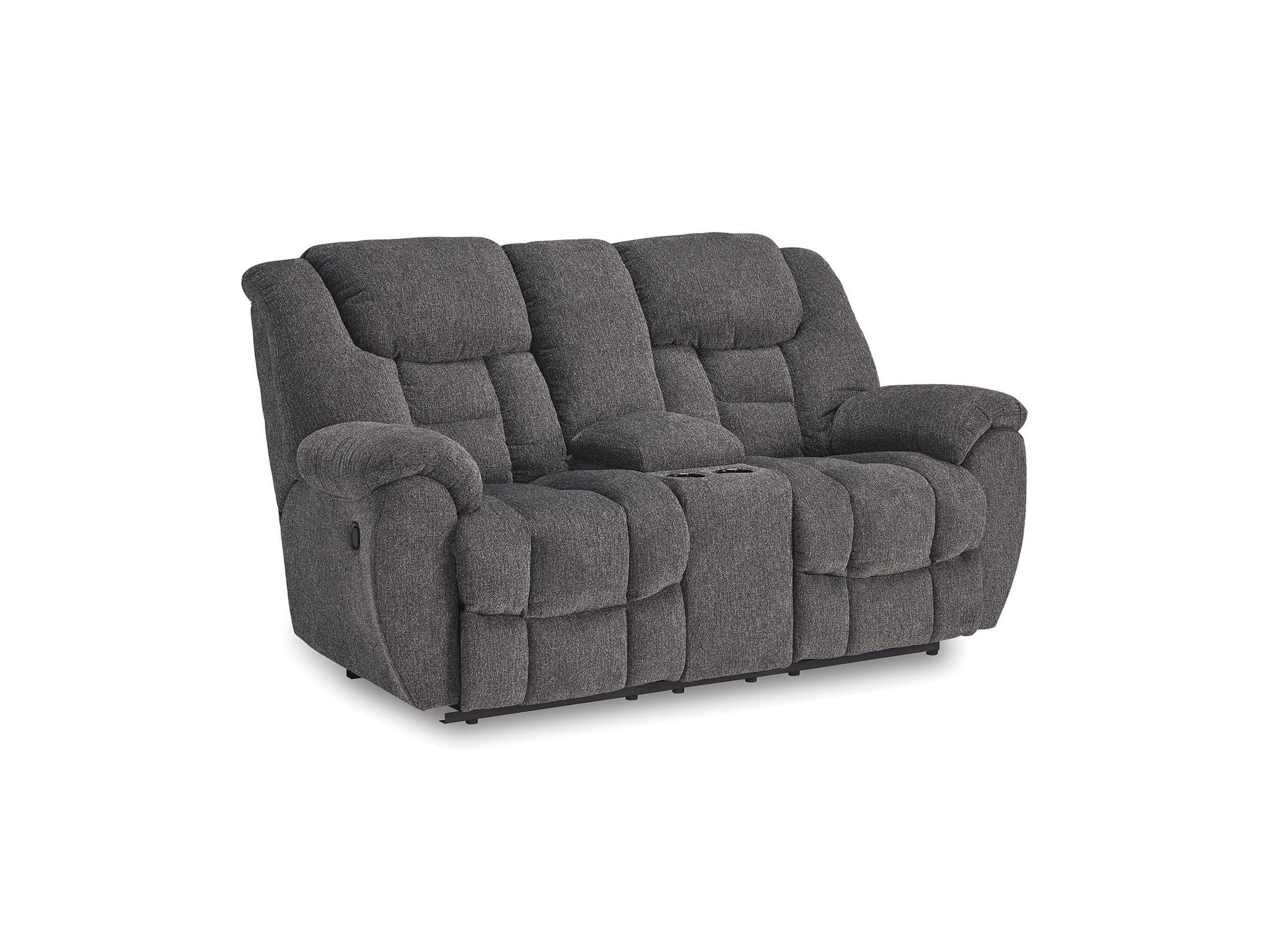 Foreside - Dbl Reclining Loveseat with Console - Charcoal