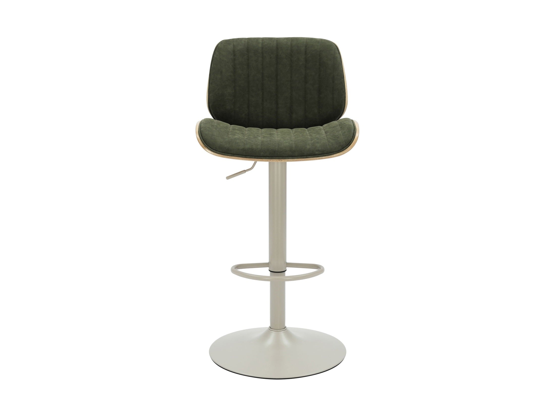Brock - Adjustable Swivel Curved Back Wood Bar Stool With Faux Leather Seat