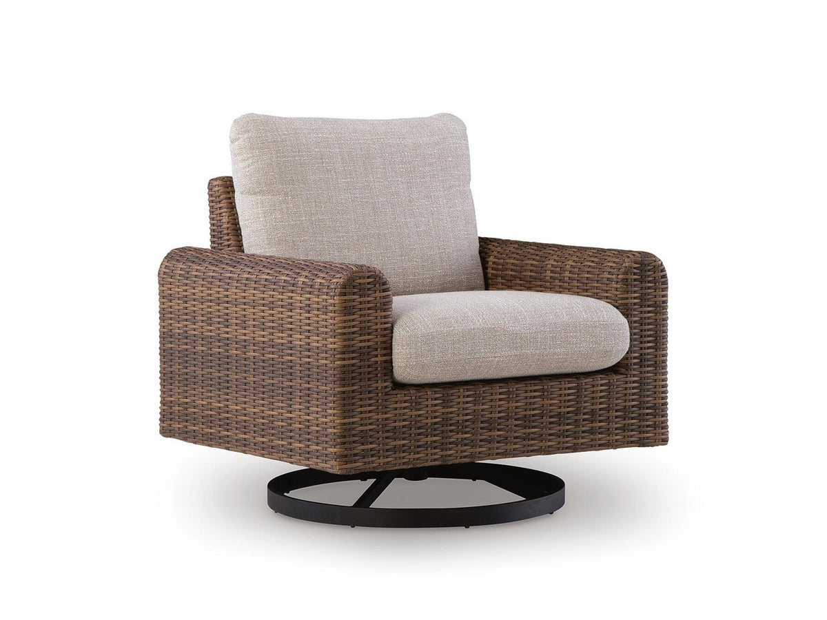 Dolan Creek - Swivel Lounge With Cushion - Gray / Brown