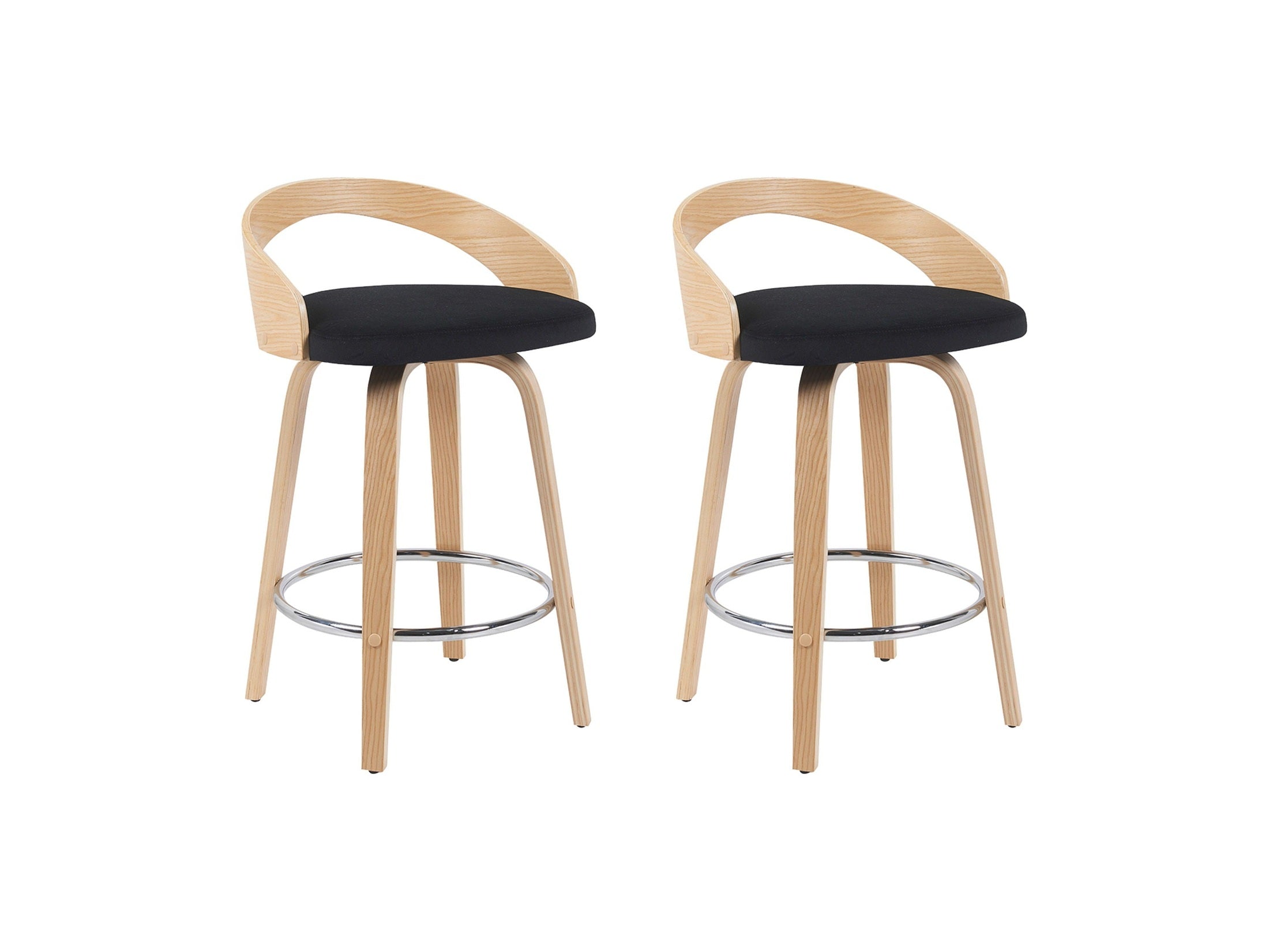 Sonia - Modern Swivel Counter Height Bar Stool - Patterned Oak Wood Finish