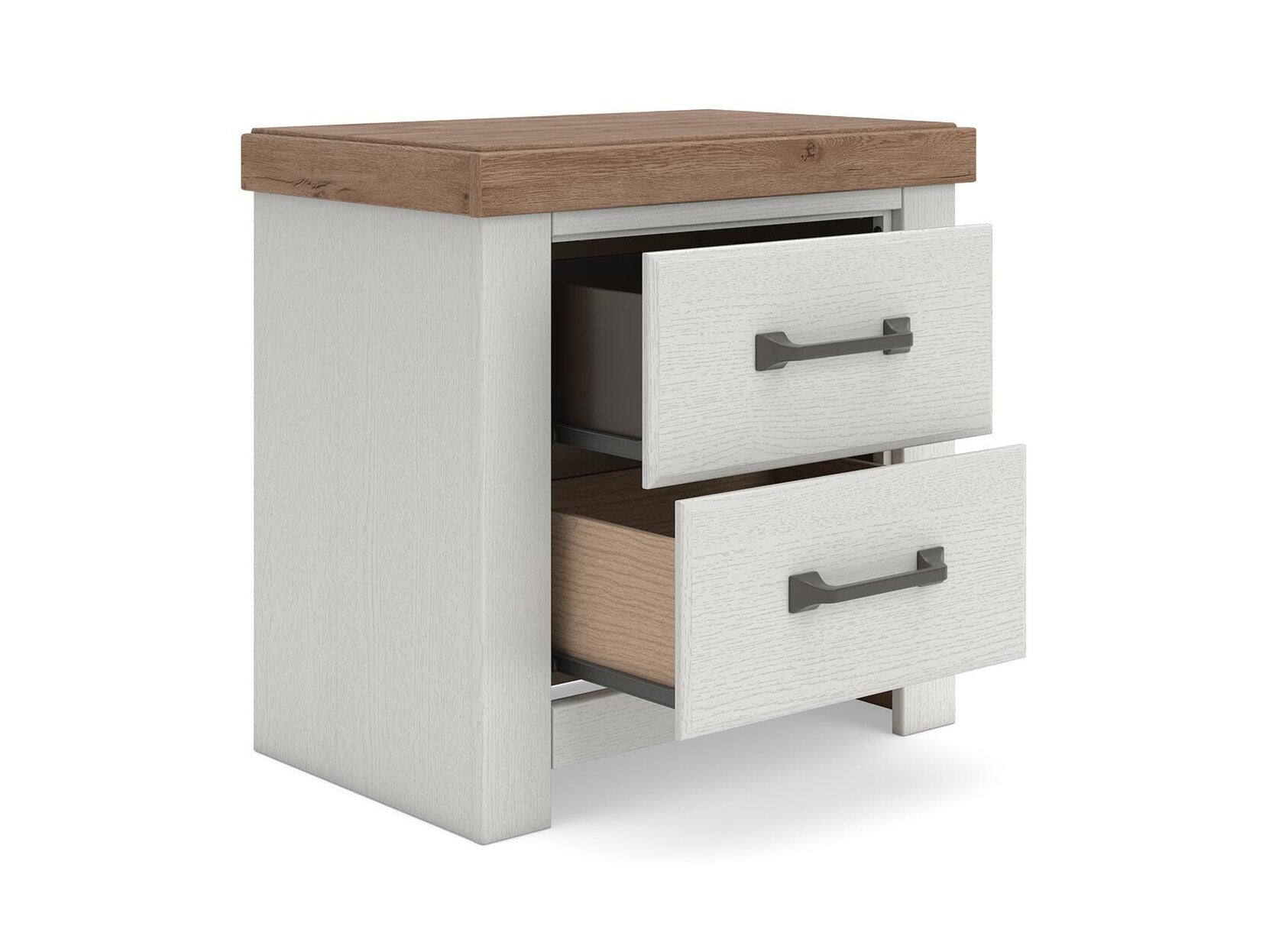 Savonport - Two Drawer Night Stand - White / Brown