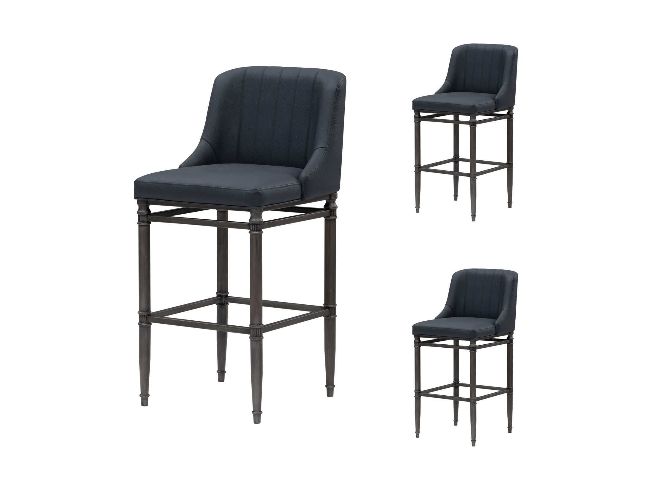Marvin - Steel Frame Faux Leather Upholstered Bar Height Barstool
