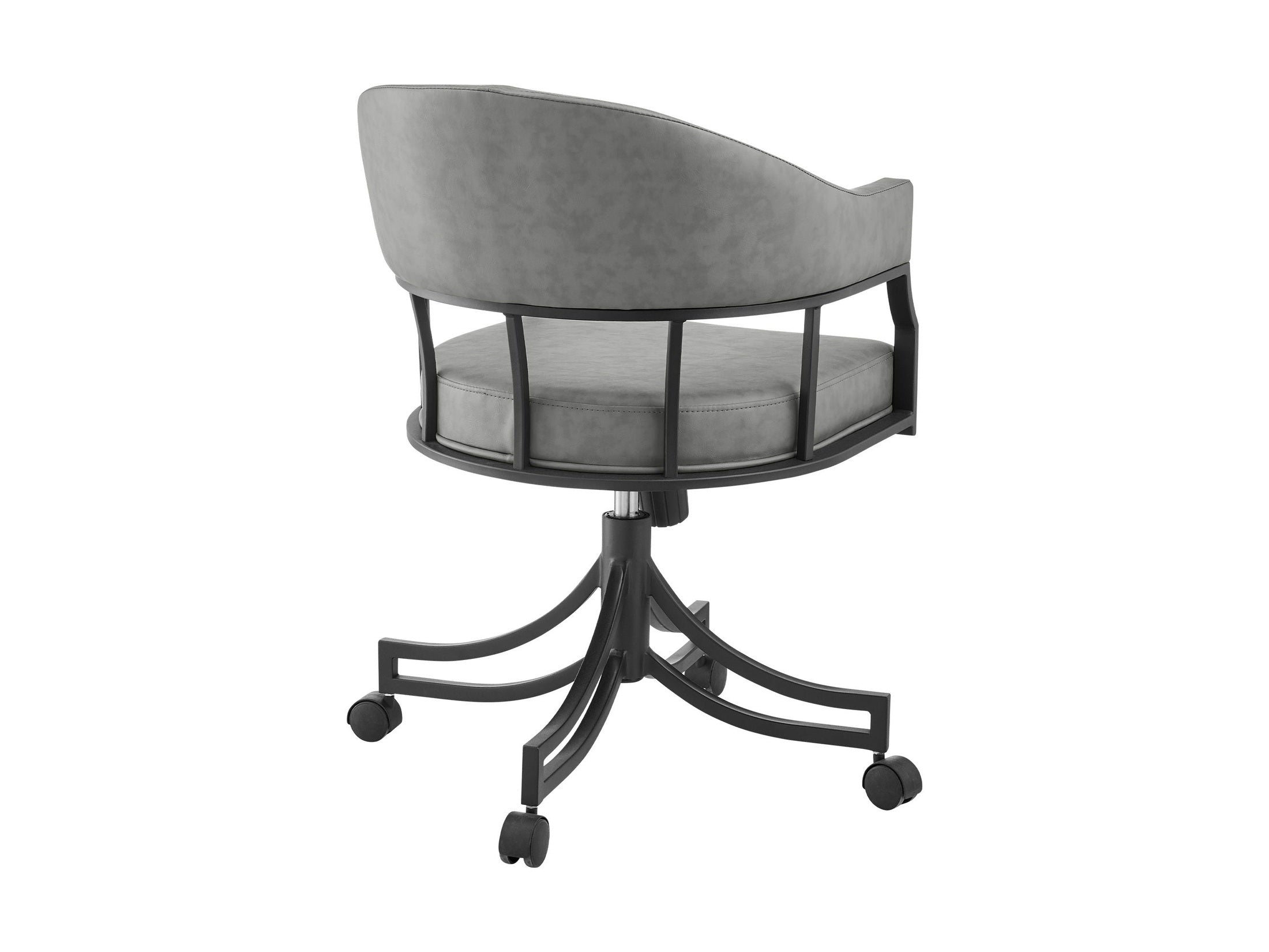 Tibet - Swivel Rolling Dining Chair - Matte Black / Vintage Gray