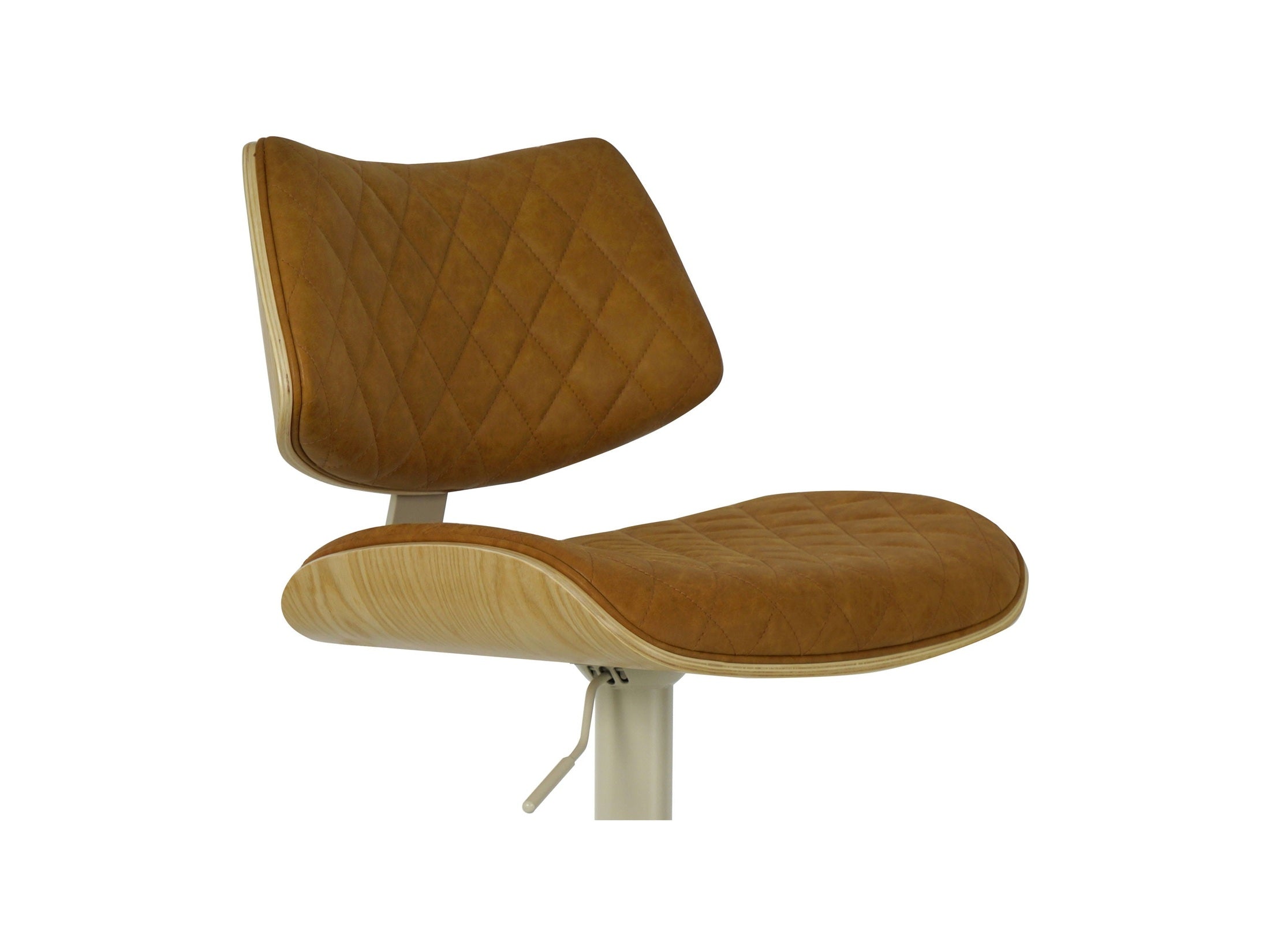 Leland - Adjustable Swivel Curved Back Wood Bar Stool With Faux Leather Seat