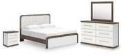 Kendanport - 4 Pc. - King Platform Bed, Dresser, Mirror And Nightstand - Brown / White