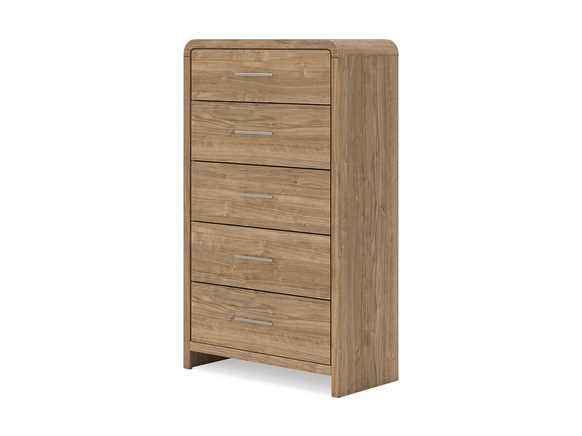 Gramburg - Five Drawer Chest - Warm Natural Brown