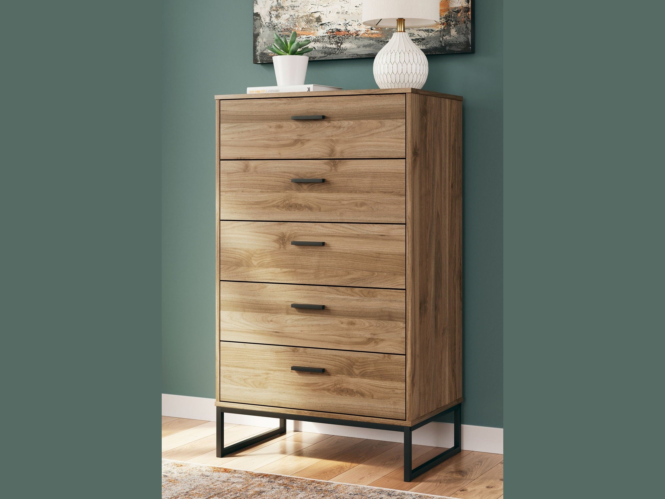 Deanlow - Five Drawer Chest - Honey