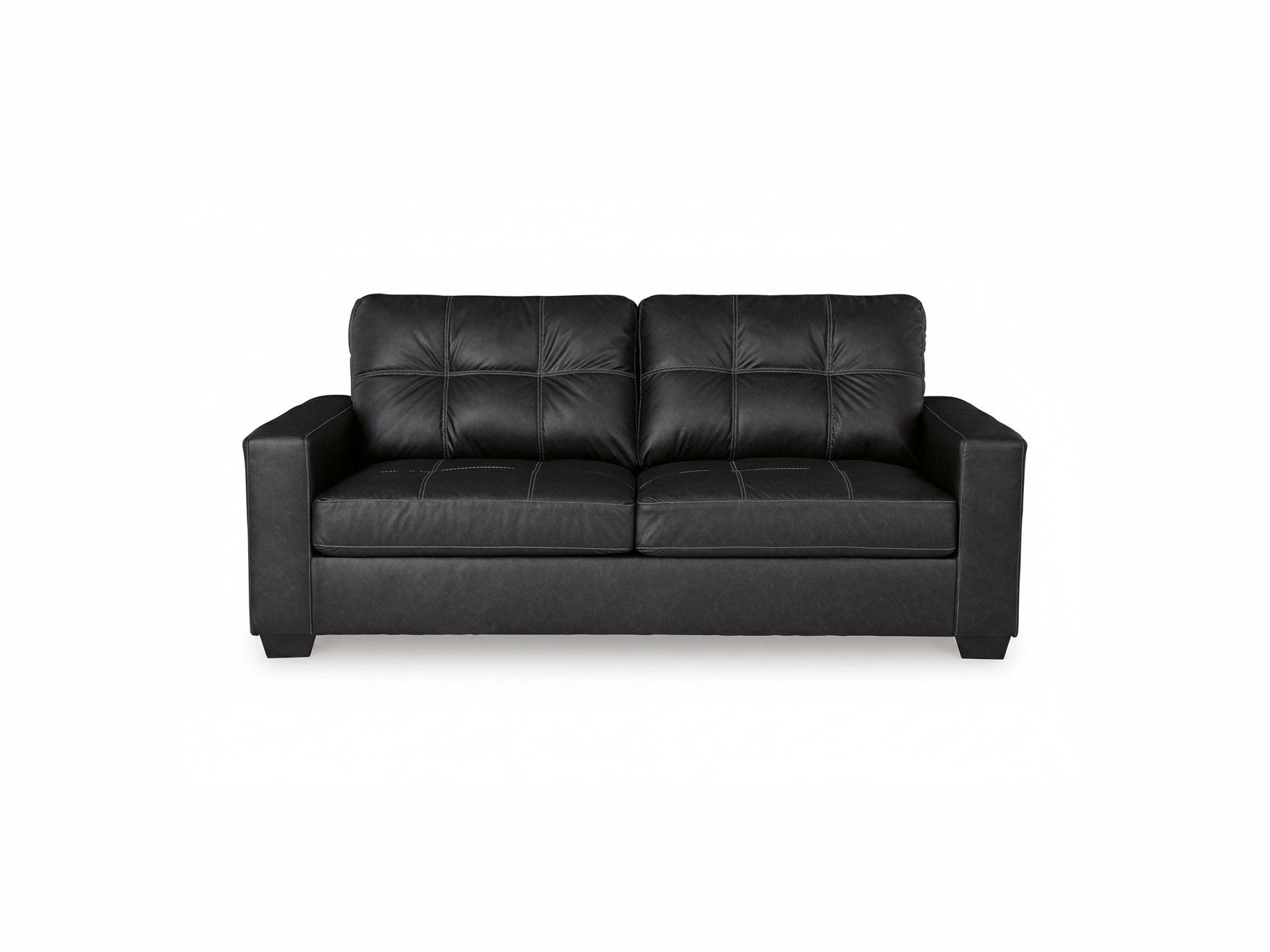 Barlin black leather sofa on a white background.