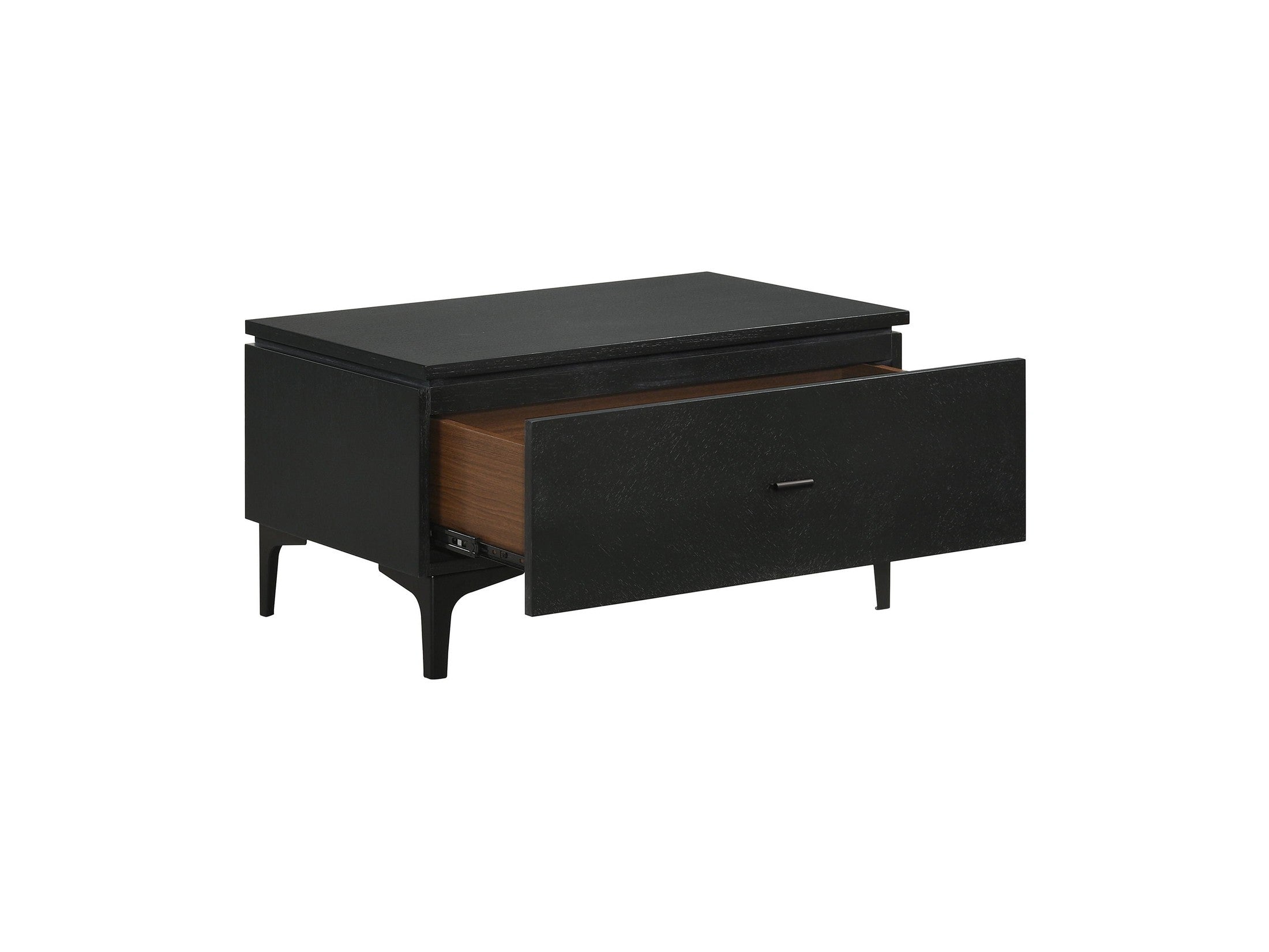 Legend - 1 Drawer Nightstand With Metal Legs - Black Glaze Ash