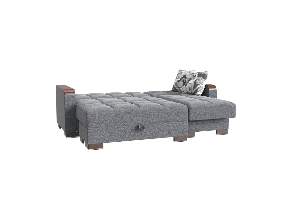 Ottomanson Armada X - Upholstered Convertible Wood Trimmed Chaise Lounge With Storage - Polyester