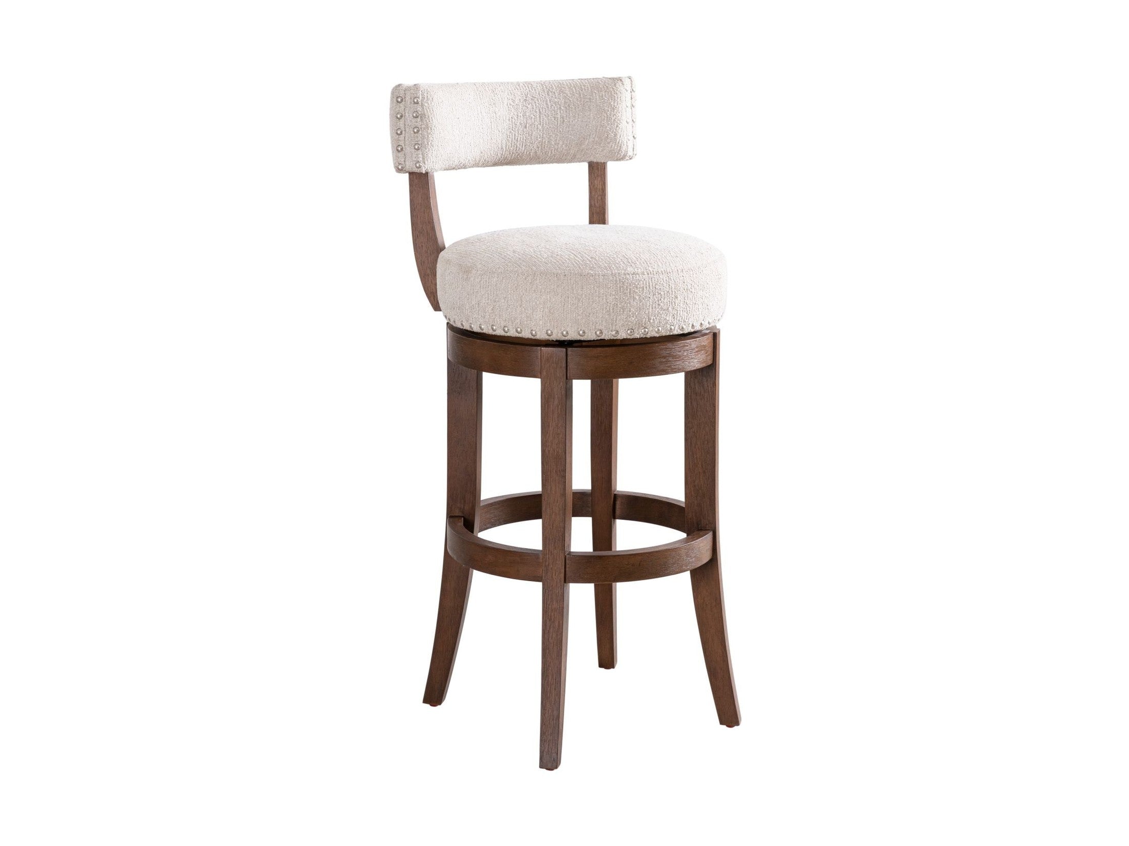 Mystic - Solid Wood Upholstered 30" Bar Height Swivel Barstool