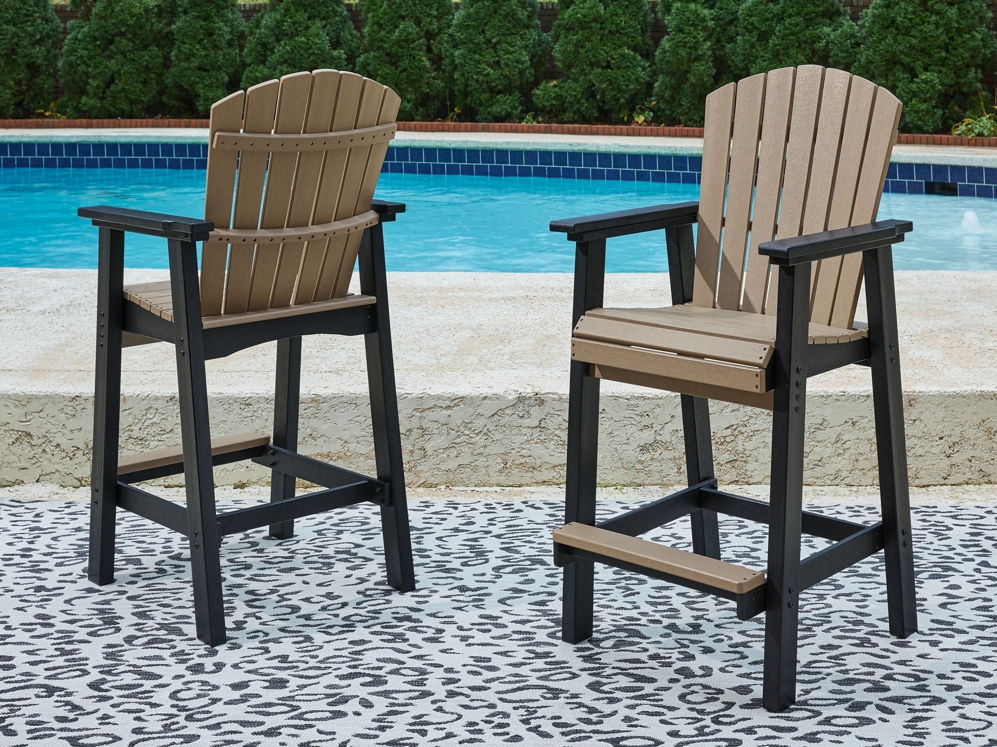 Fairen Trail - Tall Barstool (Set of 2) - Black / Driftwood