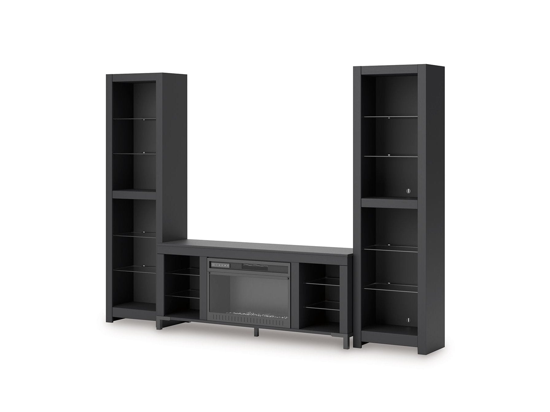 Cayberry - 3-Piece Entertainment Center With Electric Fireplace - Black