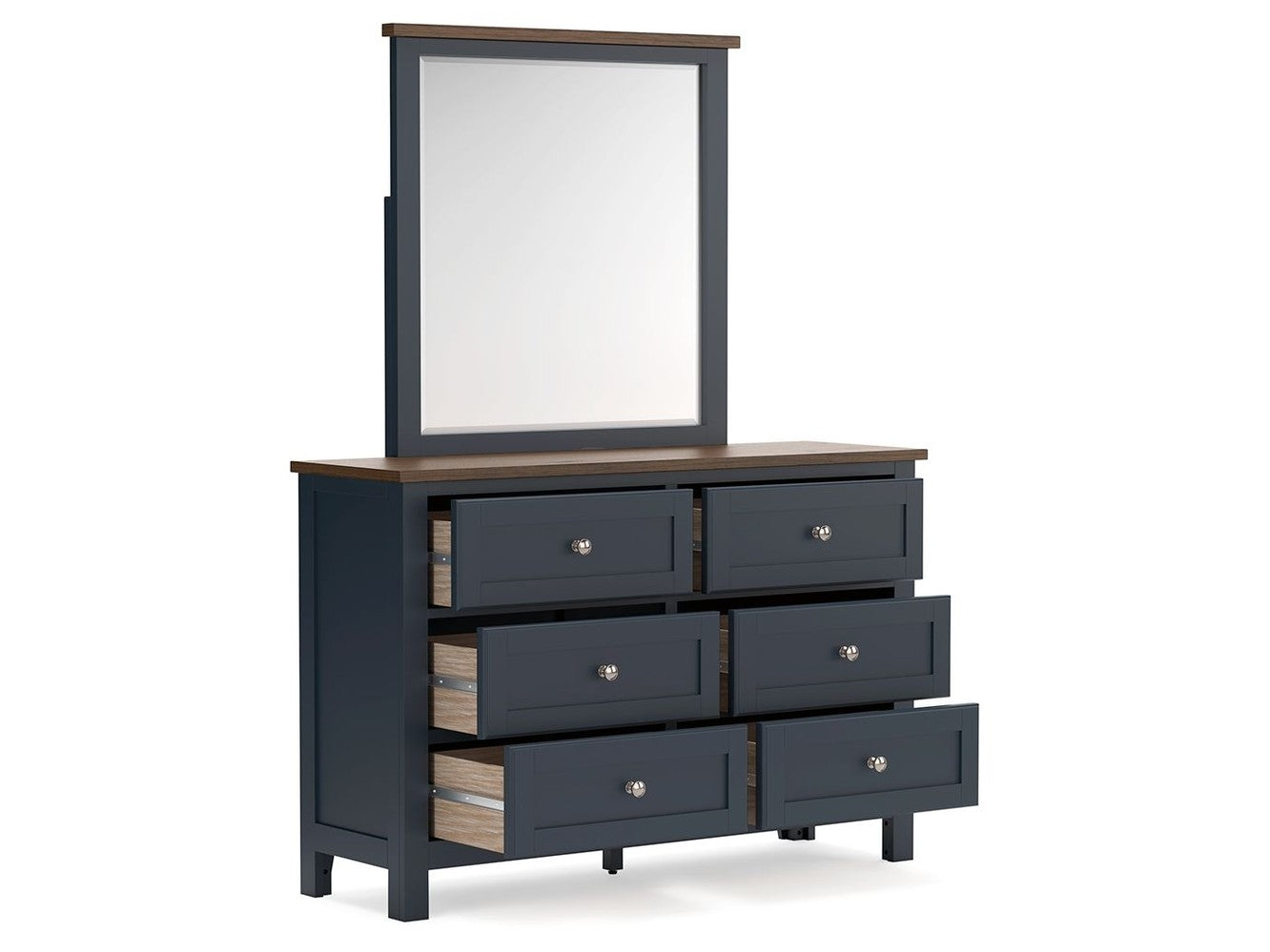 Landocken - Dresser and Mirror - Brown / Blue