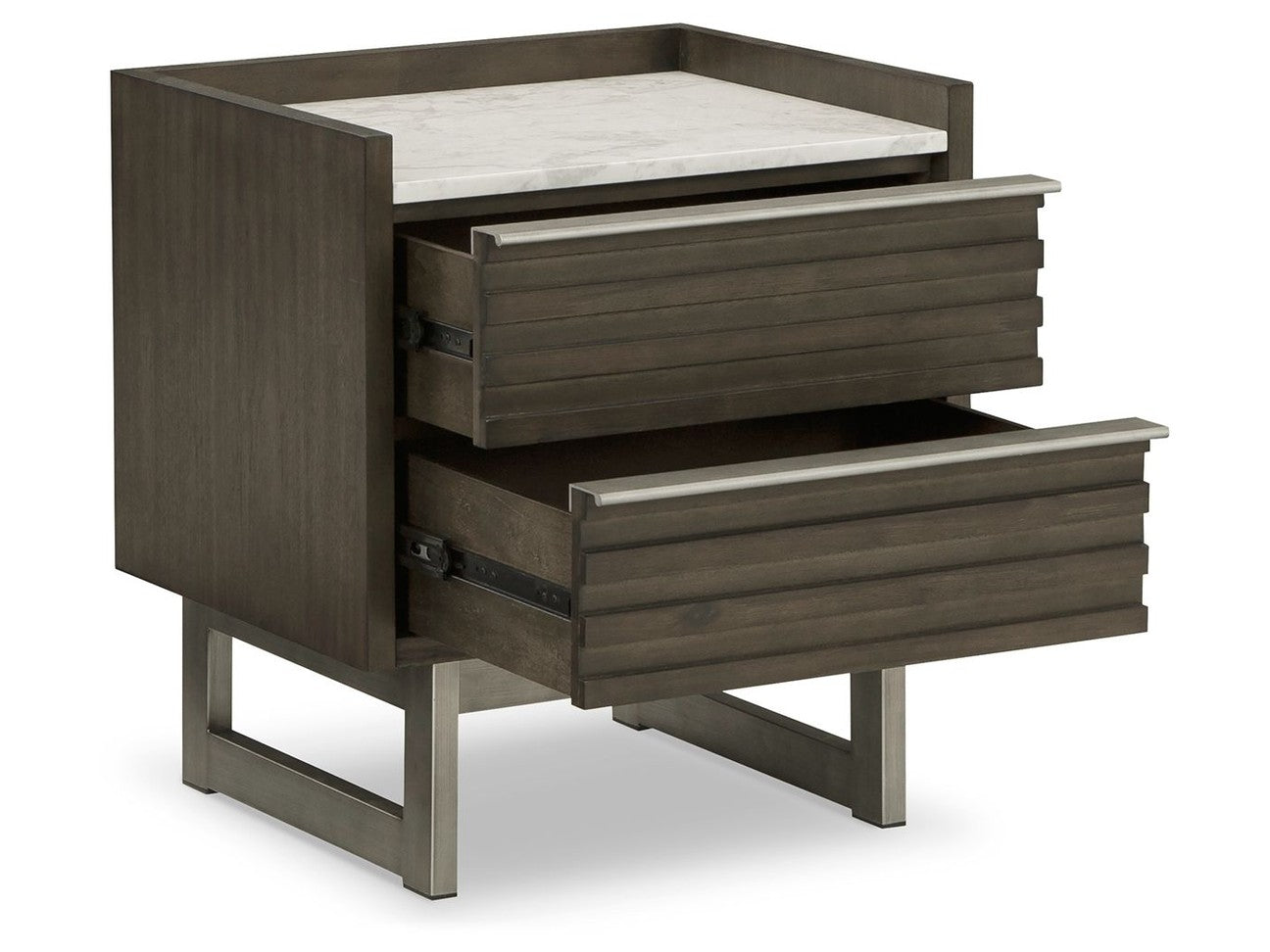 Arkenton - Two Drawer Night Stand - Grayish Brown / White