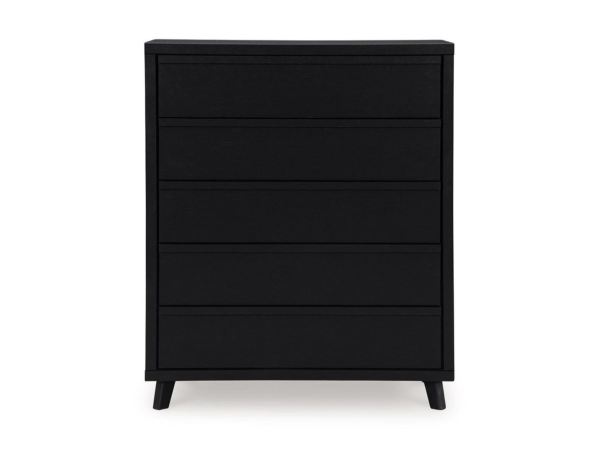Danziar - Five Drawer Wide Chest - Black