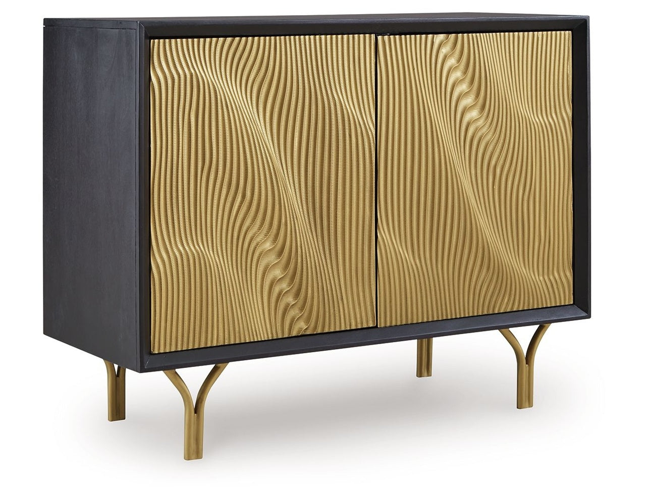 Tayner - Accent Cabinet - Black / Gold Finish