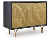 Tayner - Accent Cabinet - Black / Gold Finish