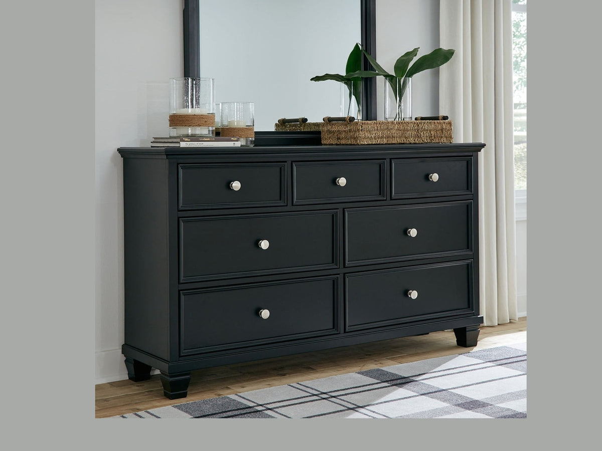 Lanolee - Dresser And Mirror - Black