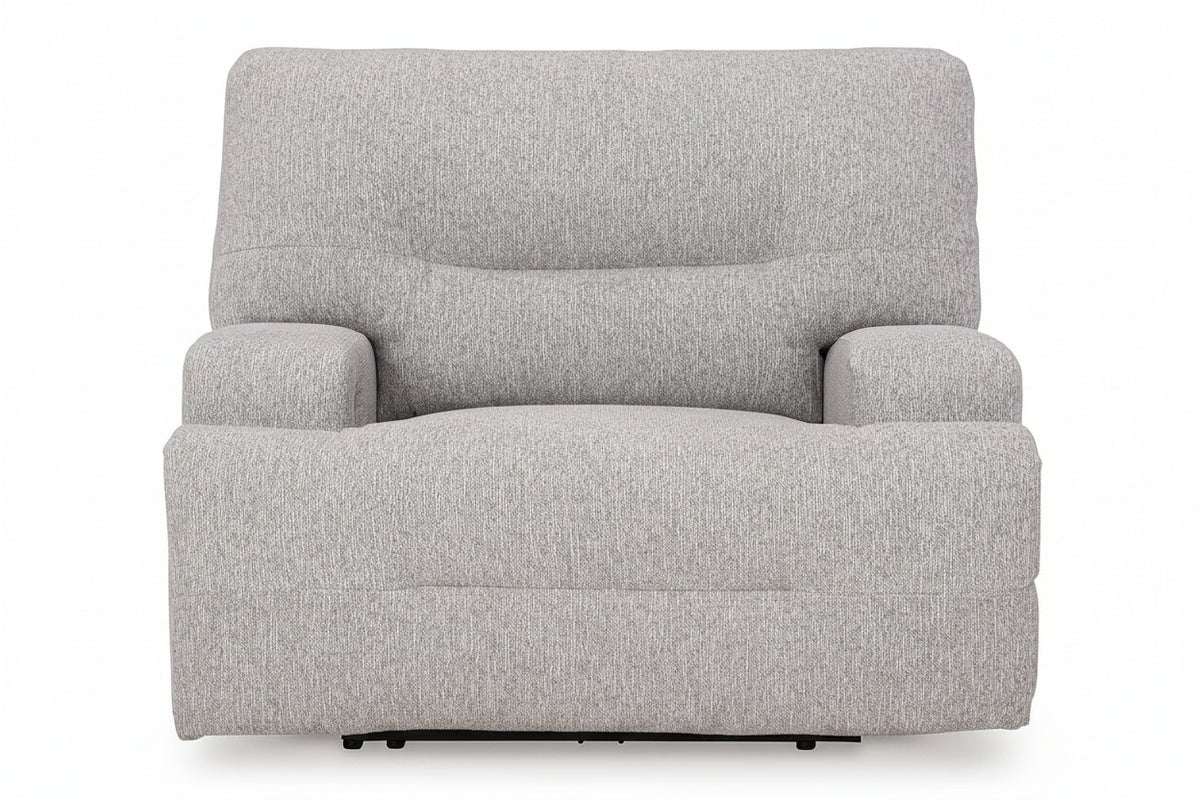 Gray recliner chair on a white background