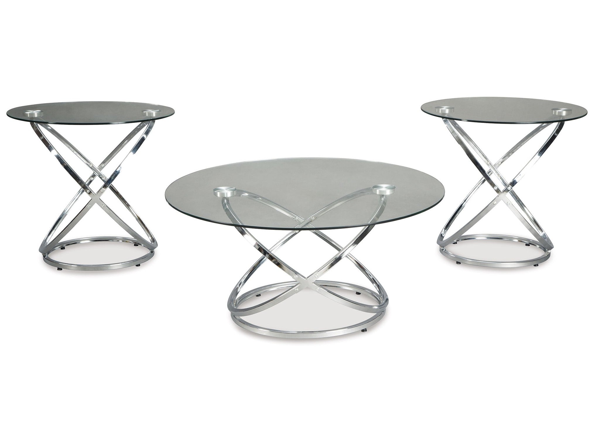 Hollynyx - Occasional Table Set (Set of 3) - Chrome Finish