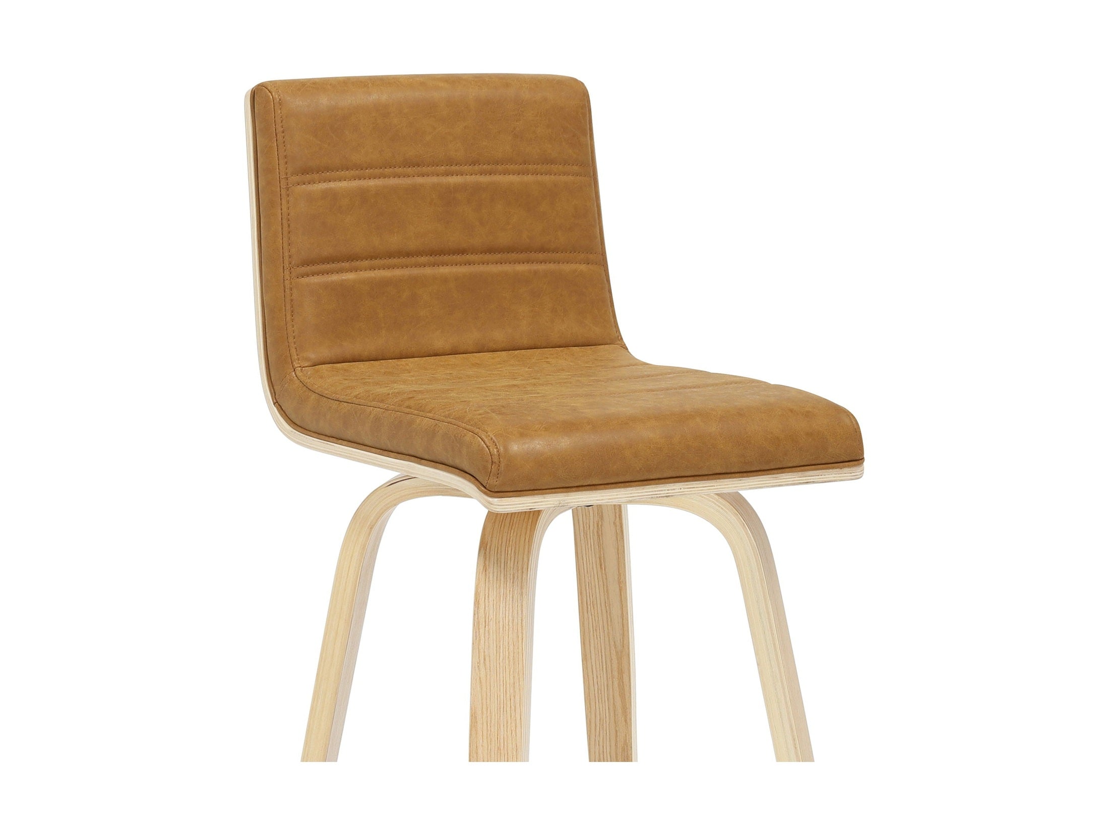 Vienna - 35.5" Swivel Counter Height Square Back Wood Bar Stool With Faux Leather Seat