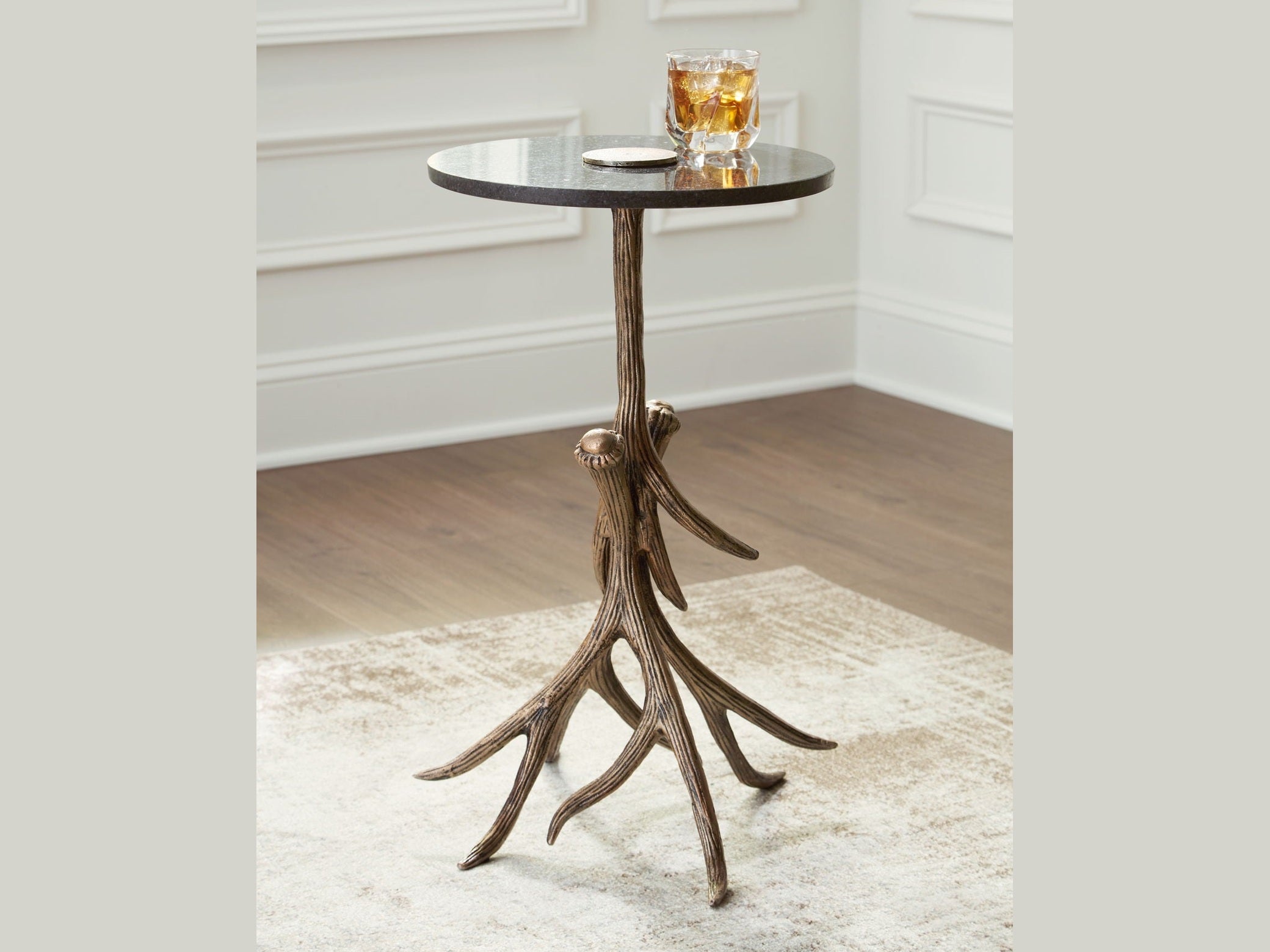 Lemkins - Accent Table - Black / Antique Gold Finish