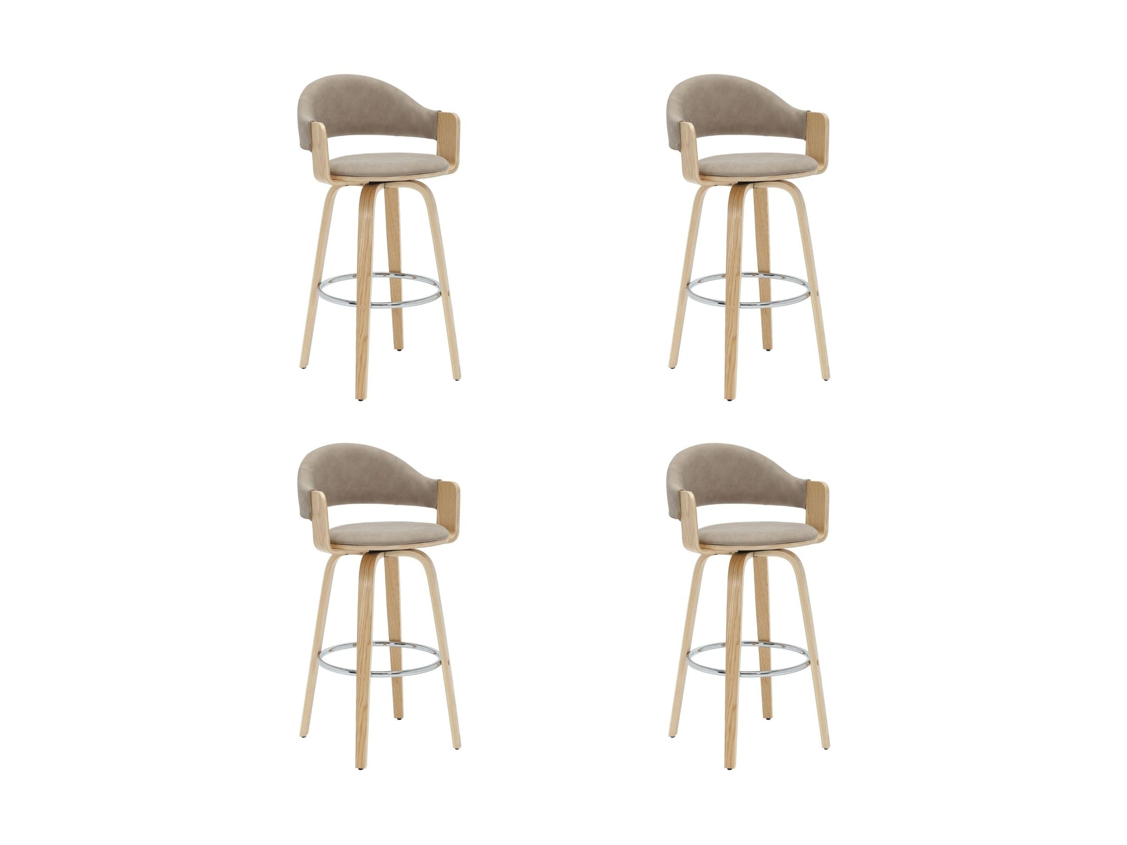 Daxton - Swivel Bar Height Round Back Wood Bar Stool With Faux Leather Seat