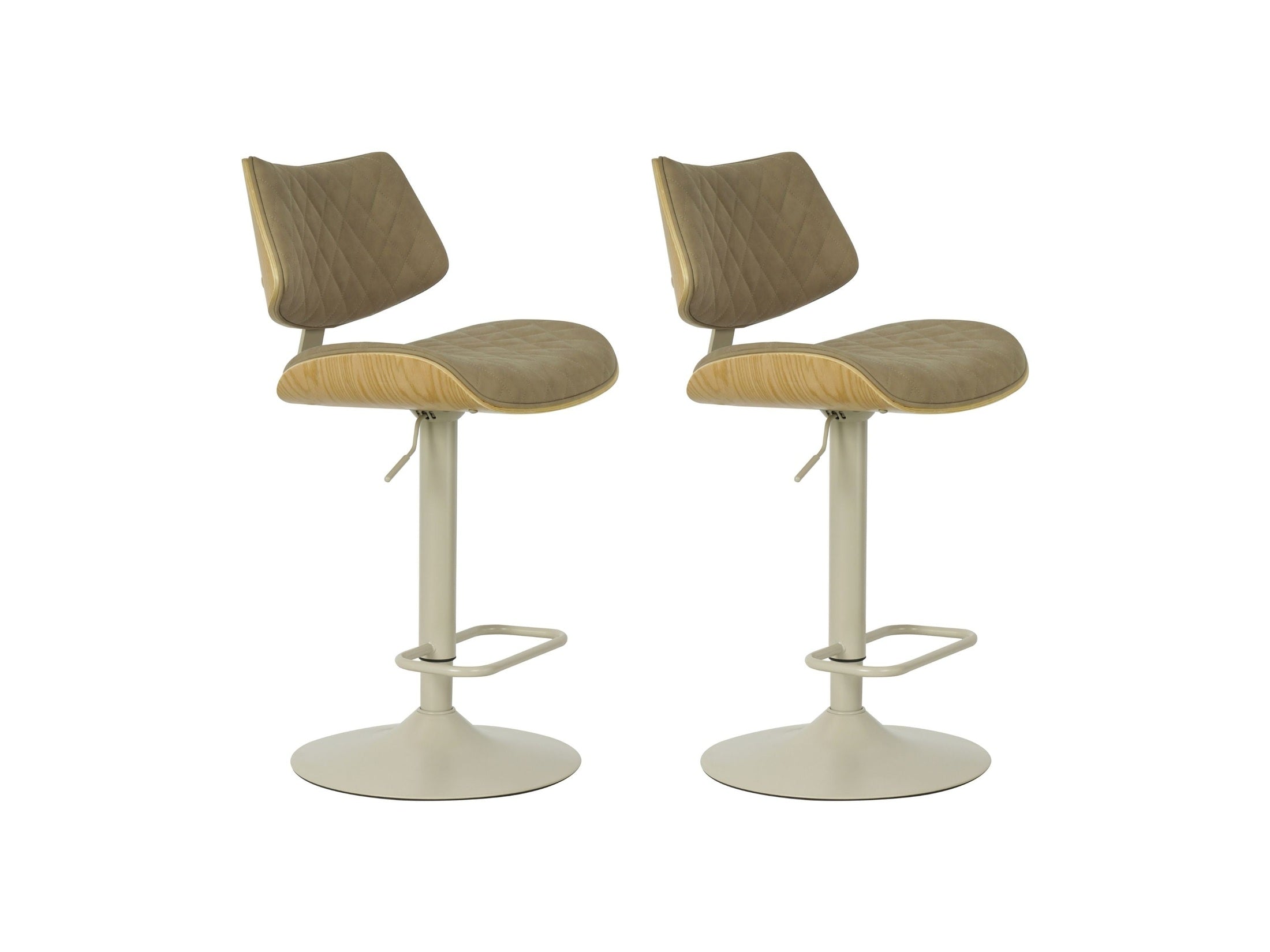 Leland - Adjustable Swivel Curved Back Wood Bar Stool With Faux Leather Seat