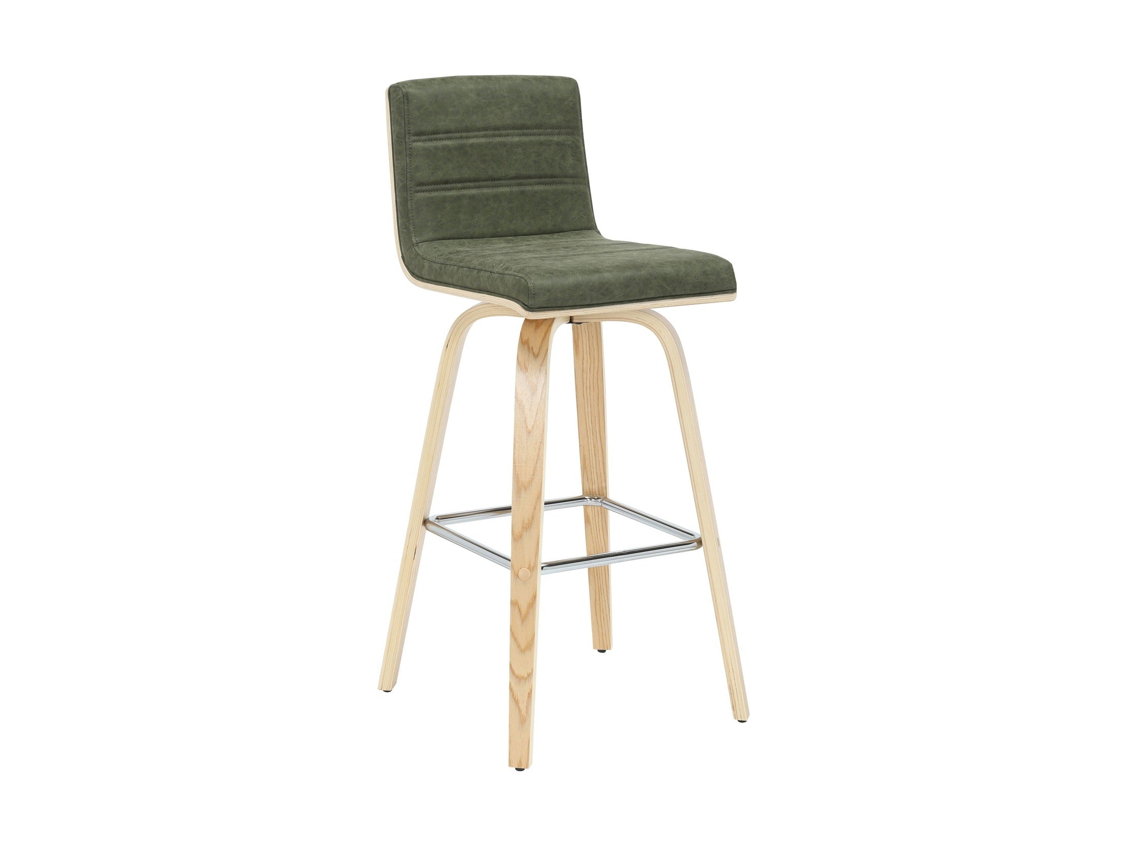 Vienna - 39.5" Swivel Bar Height Square Back Wood Bar Stool With Faux Leather Seat